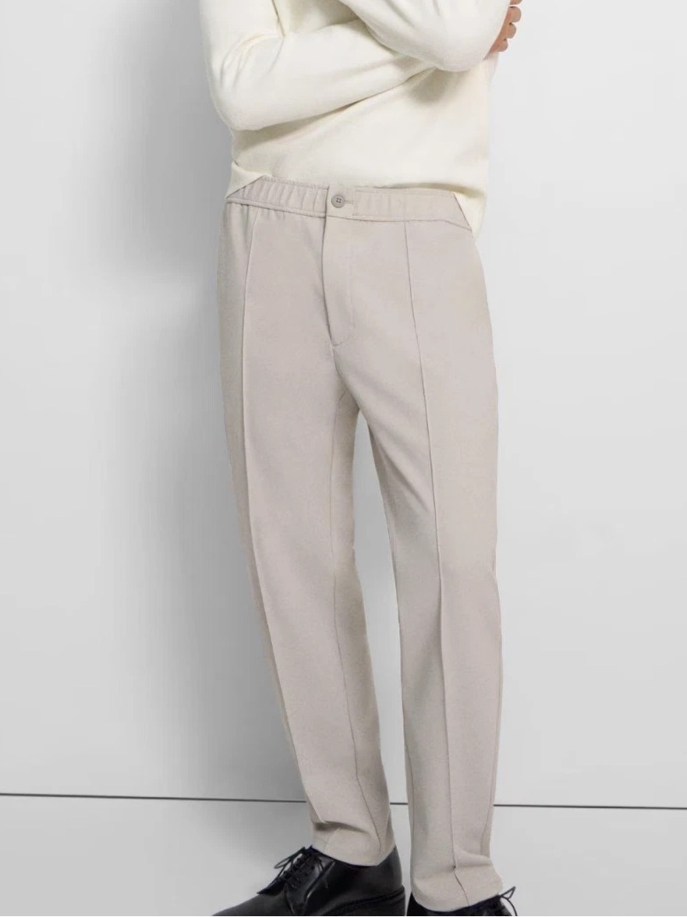 Theory Curtis Precision Ponte Drawstring Pants FOG GRAY -LIGHT GRAY Size 40 NWT